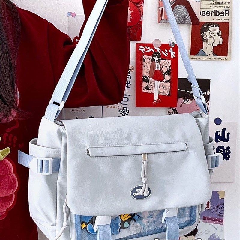 学院风百搭简约大容量上课装书邮差包女透明吧唧单肩斜挎娃包痛包,箱包皮具/热销女包/男包,痛包,淘宝优惠券,粉丝福利购,淘宝优惠卷