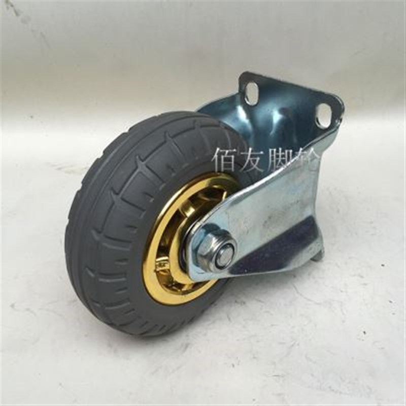 4寸定向发泡轮橡胶静音轮小推车轮手推车轮工业轮带刹万向轮子