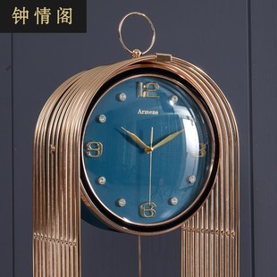 现代轻奢金属落地钟客厅家用时尚 摆钟 个性 大座钟创意简约网红立式