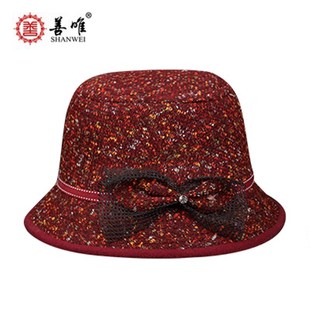 善唯 寿帽礼帽女士帽子寿衣配件殡葬用品 高档丝绒毛呢现代款