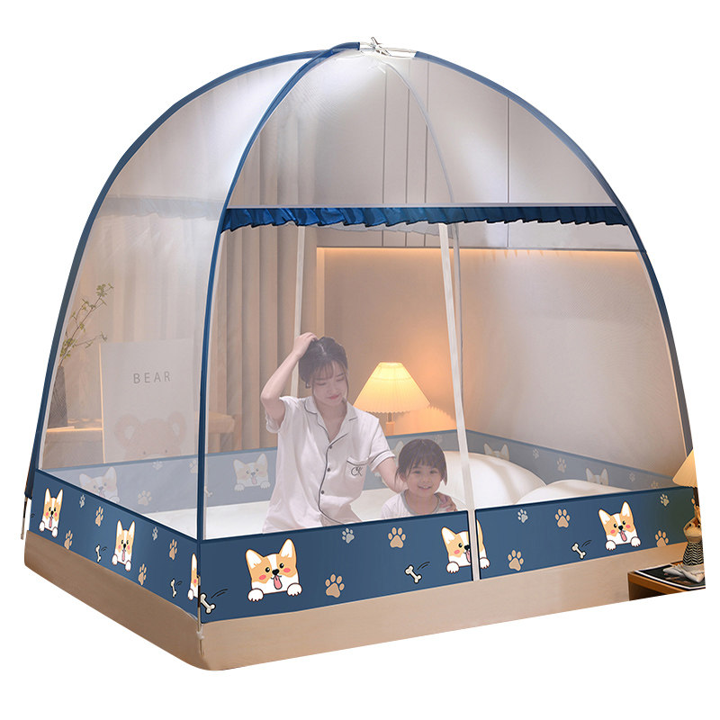 蚊帐2023新款家用卧室蒙古包防摔儿童免安装折叠文帐防蚊加厚加密,床上用品,蚊帐,淘宝优惠券,粉丝福利购,淘宝优惠卷