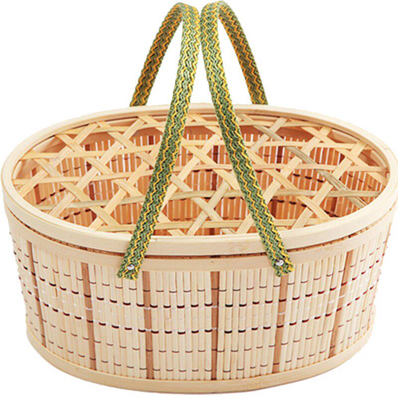 小鸡蛋竹编篮子2-4-5-6-8-10斤螃蟹樱桃草莓水果特产优质包装筐篓