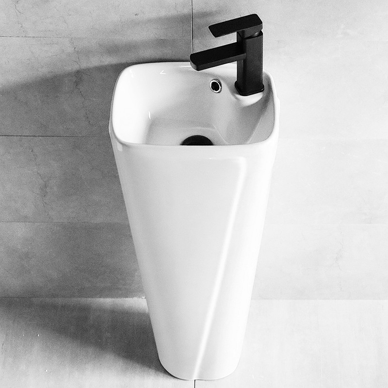 方形陶瓷小立柱盆一体洗脸盆阳台水池卫生间立式洗手盘艺术洗面盆