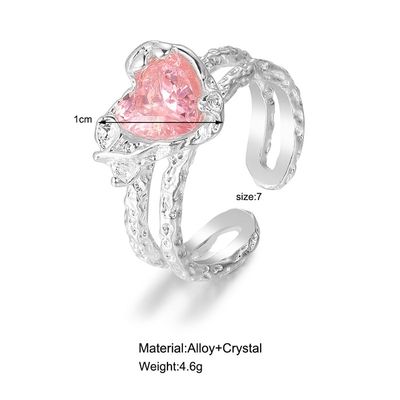 推荐Open Pink Diamond rings temperament Sweet Index Finger R