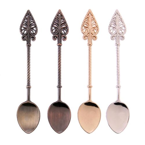 新品4pcsset Vintage Royal Style Zinc Alloy Tea Spoons Sets S