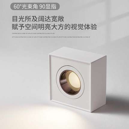 无主灯超薄防眩明装方形射灯2头led免开孔格栅过道走廊吸顶式筒灯