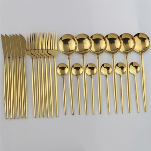 Gold Dinnerware Set Tableware 极速24pcs Stainless Steel