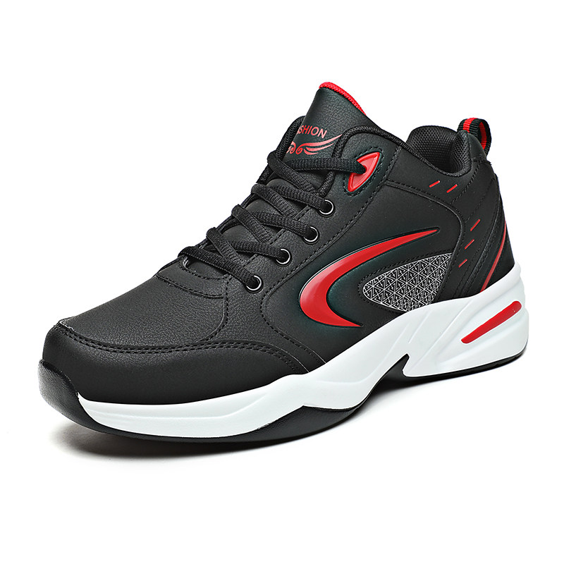 现货速发男鞋秋季皮面防水牛筋底旅游鞋青少年大尺码运动鞋防滑跑