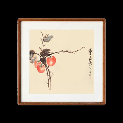 新中式餐厅卧室挂画复刻国画榫卯实木框
