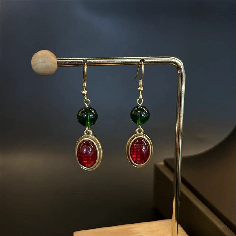 法式复古小众简约气质拼色琉璃耳饰高级时尚椭圆中古耳钩耳饰,饰品/流行首饰/时尚饰品新,耳钉,淘宝优惠券,粉丝福利购,淘宝优惠卷