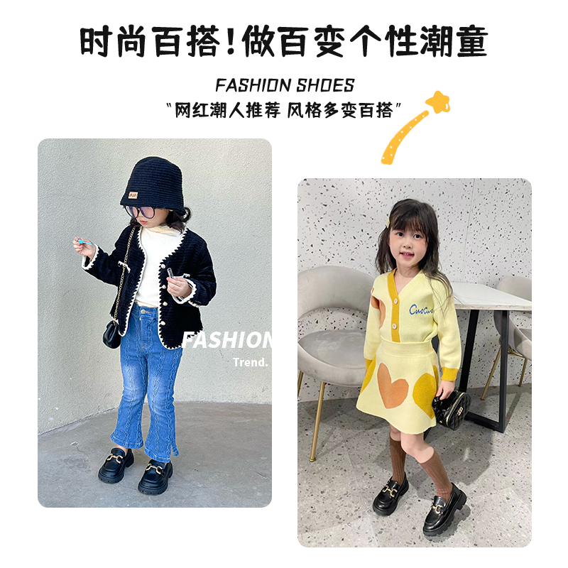 女童鞋子儿童小公主皮鞋2024新款春季春秋款学生T英伦演出乐福软