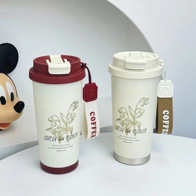 简约高颜值316不锈钢咖啡保温杯男女生吸管双饮杯大容量随行杯子