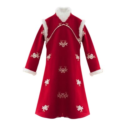 孕妇连衣裙秋冬2024新款过年红色旗袍中式加绒加厚小个子中长款女