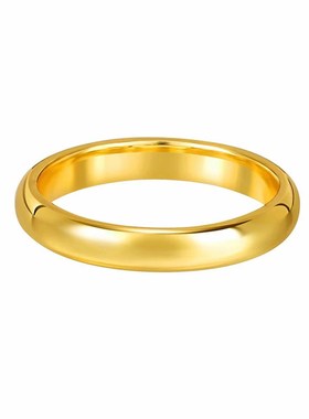 古法金包银泥鳅背戒指女素圈亮面指环男情侣款实心尾戒礼物送女友