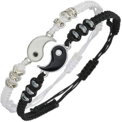 极速New Best Friend Bracelets for 2 Matching Yin Yang Adjust