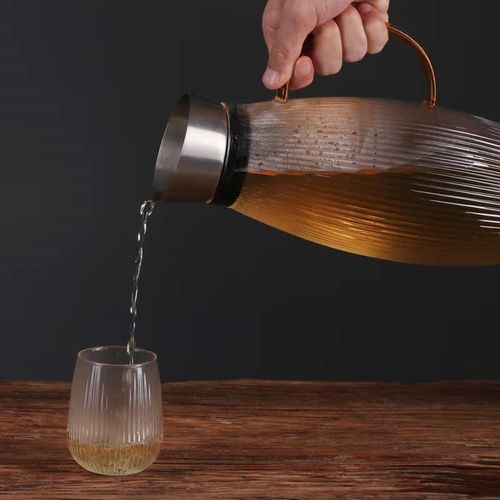 耐高温玻璃冷水壶家用竖纹凉水瓶水杯子套装创意凉白开水壶大容量