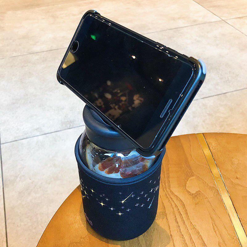 600ML Starry sky Gradient Glass Water Bottle With Protective