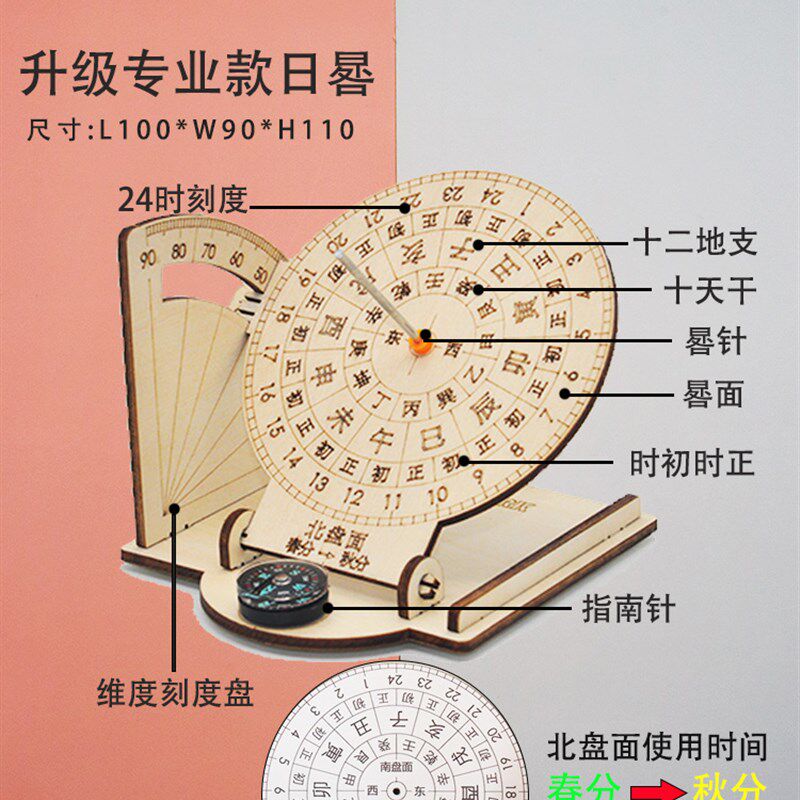 diy太阳钟日晷模型 小学生手工拼装材料儿童科学科技小制作小发明