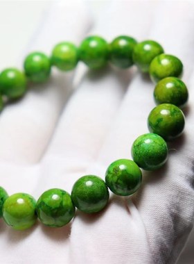 绿松石手串108颗佛珠项链男女款配饰天然手链配珠菜籽黄老型桶珠