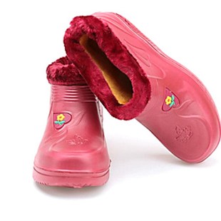 男女厚底防滑一体泡沫保暖加绒雨鞋 中低筒防水棉鞋 雪地靴 新款 冬季