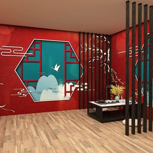 3d古风剧本杀中国风故宫红墙纸中式餐厅火锅店茶室国潮风背景壁纸