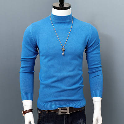 网红New Men Autumn Winter Korean Pure Half Turtleneck Pullov