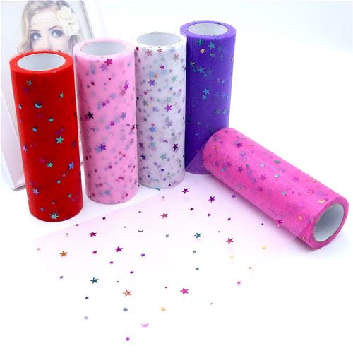 10Yard 15cm Star Glitter Tulle Roll Wedding Decoration Craft