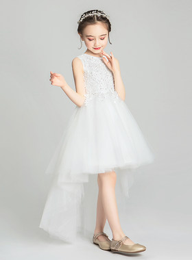 儿童晚礼服女小i花童公主裙女孩宝宝婚纱白色洋气演出服蓬蓬春夏