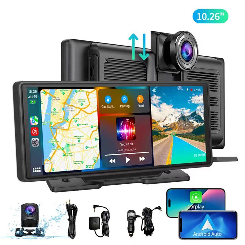 外置pnd汽车行车记录仪4K高清前后双D录车载导航Carplay便携式屏