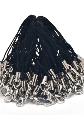 100条/包 龙虾扣手机绳彩u色黑色挂绳挂圈带金属扣DIY手工配件材