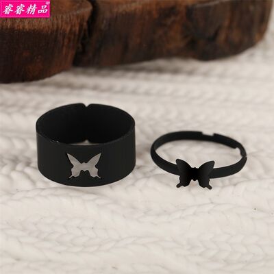 推荐Punk style couple rings male female opening pair ring 1