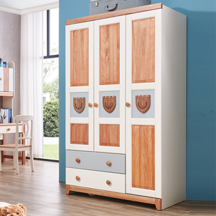 全实木原木红檀木家用大衣柜2门3门4门木质衣橱儿童收纳柜卧室柜
