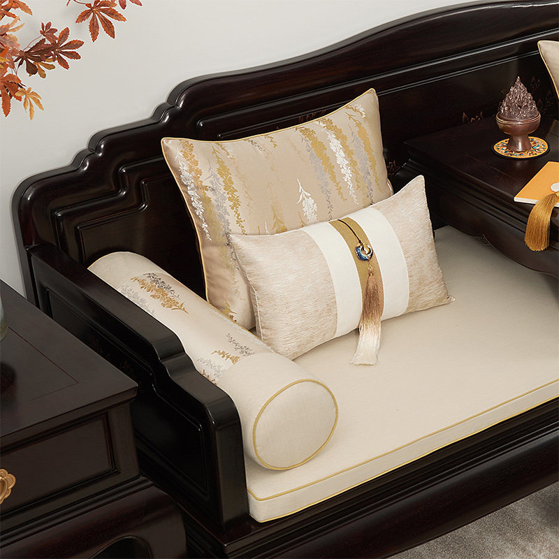 定制中式红木靠垫新中式长方形抱枕套中国风沙发腰枕床头靠枕套