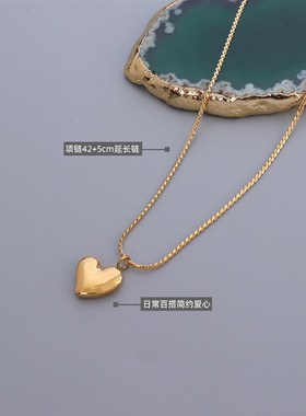 韩国东大门简约气质桃o心爱心项链女颈链钛钢镀18k金饰品女冷淡风