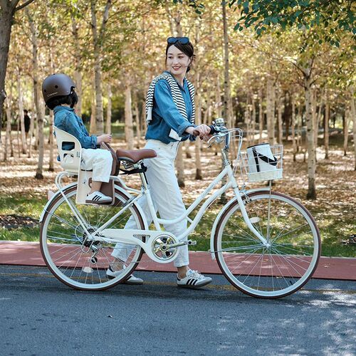 纽斯加自行车带小孩母子车亲子款带娃可载单车载娃接送孩子遛娃