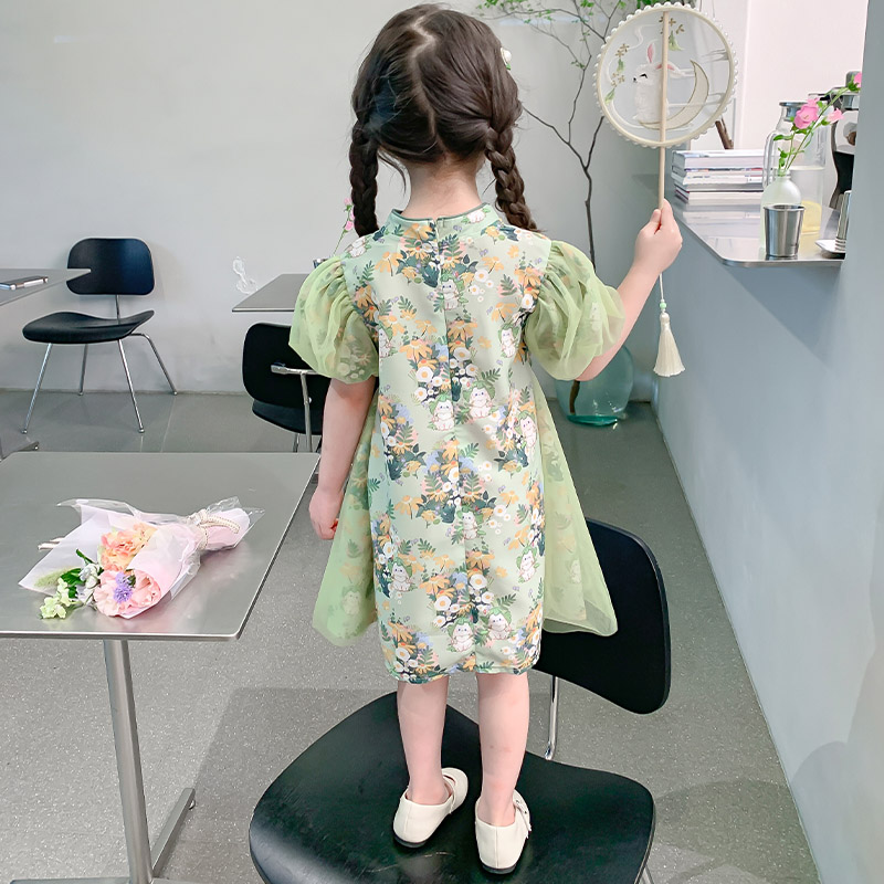 现货女童洋装2023新款幼儿夏季服饰旗袍小L女孩汉服夏款儿童裙子