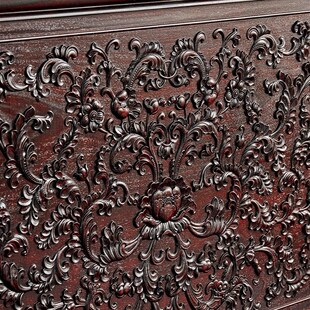 西番莲大腿床三件套红木家具双人床中式赞比亚紫檀雕花卧室婚床