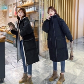 棉衣 宽松孕晚期冬装 孕妇棉袄女2021新款 中长加厚羽绒棉服外套大码