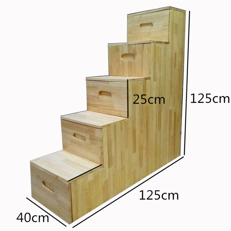 梯柜实木头多功能凳家用室内台阶登高移动抽屉简易储物单侧楼梯子