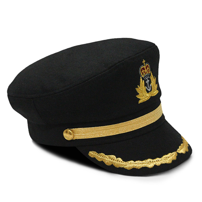 麦穗刺绣船长帽男女秋冬季毛呢保暖d简约潮流鸭舌帽高顶平顶帽子