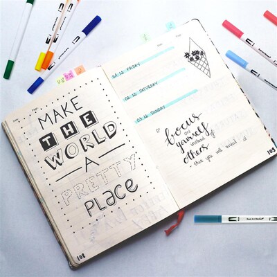 120 Colors Dual Tip Brush Marker Pens Art Watercolor Finelin