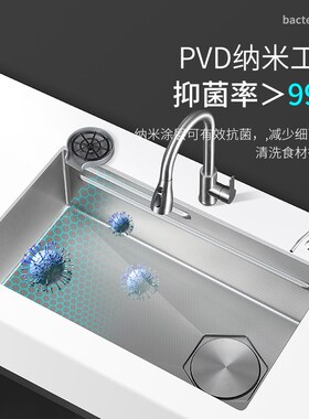 水槽304不锈钢枪灰色蜂窝压纹单槽厨房加厚大口径下水洗菜盆