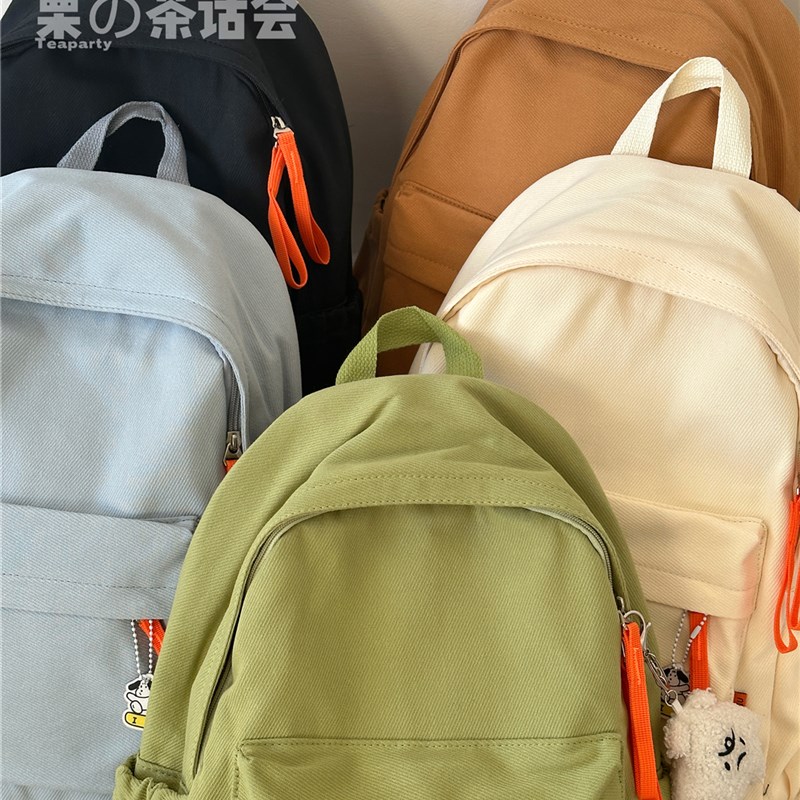 学院风小清新简约休闲轻便双肩包女帆布高中生大学生书包电脑背包