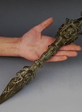 尼泊尔藏传法器青铜普刚杵金刚橛降魔杵纯铜座巴杵大号带底金包邮