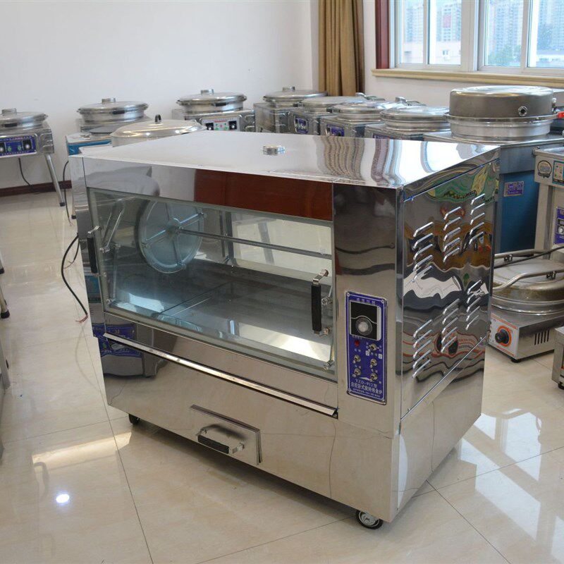 电烤鸡架烤箱商用自动旋转张成荣燃气烤鸡架子大容量卧式烤禽炉