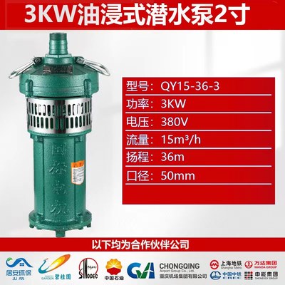 直销新品QY人g民油浸式泵潜水泵380V三相3寸农田灌溉11kw5.5高扬