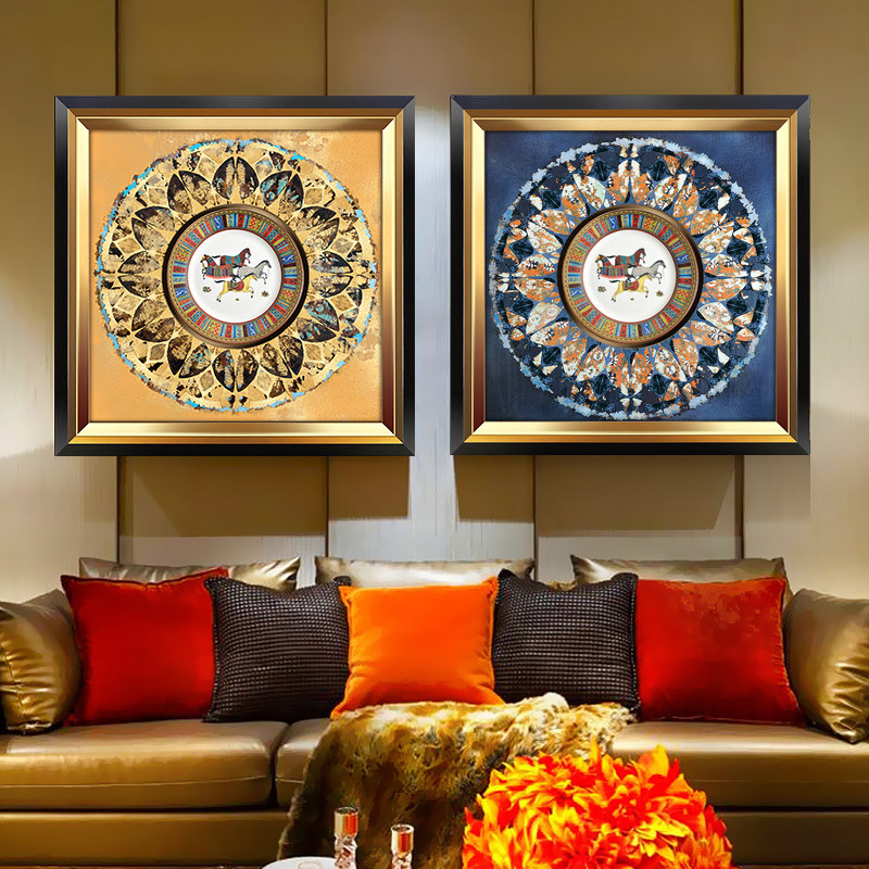 欧式美式玄关餐厅客厅装饰画沙发背景墙壁画轻奢大气抽象盘子挂画,家居饰品,现代装饰画,淘宝优惠券,粉丝福利购,淘宝优惠卷