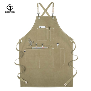 夏季帆布工作围裙牛仔韩版美发理发师花艺咖啡师定制LOGO印字围腰