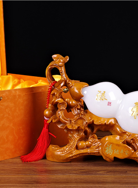 玉石葫芦摆件f招财镇宅福禄家居客厅电视柜摆设风水玄关店铺装饰