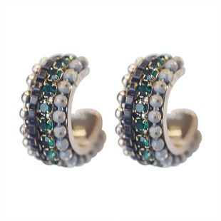 黑珍珠耳环2g021年新款潮韩国气质网红C形耳钉高级感气质少女耳饰